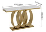 47.2 "طاولة وحدة تحكم بيضاء حديثة ضيقة مع أعلى رخام فو وقاعدة من الفولاذ المقاوم للصدأ
