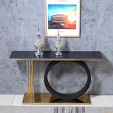 55_ Post Modern Geometry Shaped Stone Top & Stainless Steel Frame Console Table