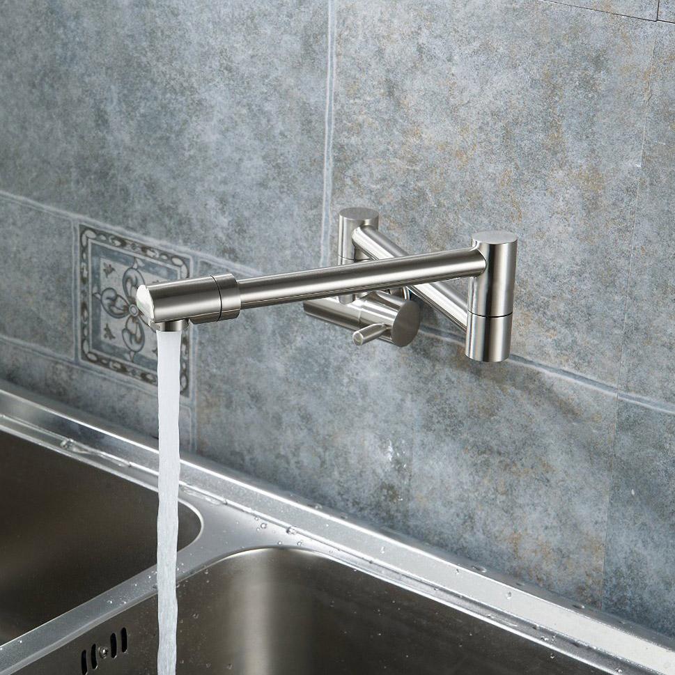 Modern Single Wall-mounted Retractable Faucet Cold Only with Dual Swing Joints