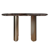 55 インチのモダンなコンソール テーブル、大理石の天板とステンレス製の台座