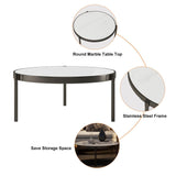 Juego de 4 sofás de aluminio y ratán para exteriores con cojín de mesa de centro de mármol falso