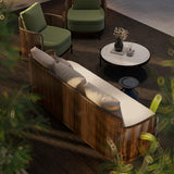 4pcs الألومنيوم وروتين أريكة خارجية مع وسادة وسادة طاولة القهوة الرخامية فو.