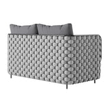4-teiliges Outdoor-Sofa-Set aus Aluminium und Seil mit Couchtisch aus Kunstmarmor und Kissenkissen