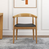 Moderner Esszimmerstuhl mit gebogener Rückenlehne, gepolsterter Ledersessel aus Walnussholz