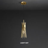 Modern 1-Light Wheat-Straw Pendant Light with Adjustable Cable in Brass