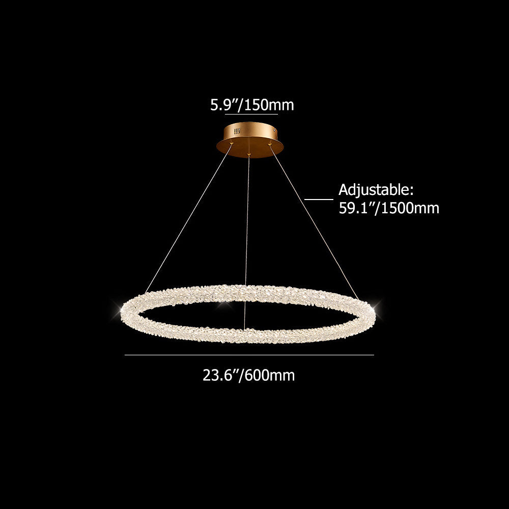 Postmodern Circle Crystal LED Pendant Light with Adjustable Cables