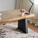 63" Industrial Rectangular Home Office Desk Sturdy Pine Wood Computer Desk-Desks,Furniture,Office Furniture