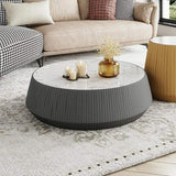 Nordic Drum Coffee Table Set of 2 Stone & Carbon Steel in White & Gray & Yellow-Coffee Tables,Furniture,Living Room Furniture