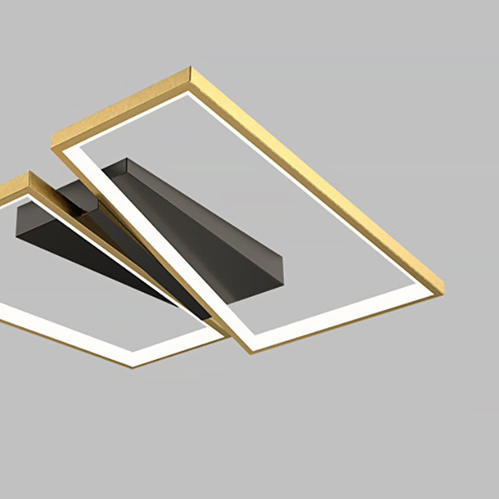 Modern Geometric Flush Mount Light LED in Gold & Black