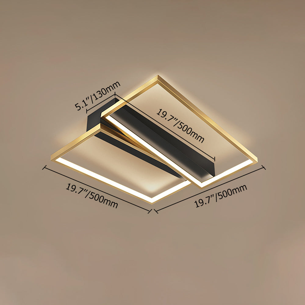 Modern Geometric Flush Mount Light LED in Gold & Black
