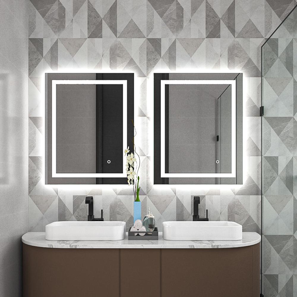 24" x 30'' Frameless Rectangle Wall Mounted LED Bathroom Mirror Anti-Fog