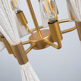 حديثة آرت ديكو 6-Light طبلة الثريا الضوء الطبيعي الحبل البيج البيج ملفوف يدويا