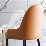 Modernes Set aus 2 Esszimmerstühlen aus PU-Leder in Weiß und Orange mit Metallbeinen