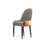 Juego moderno de 2 sillas de comedor de cuero sintético en blanco y naranja con patas de metal