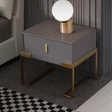 Black Bedroom Nightstand with Drawer Bedside Table Stainless Steel Base