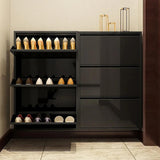 Modern Steel Slim Narrow Shoe Storage Cabinets Wall Mounted Black/White