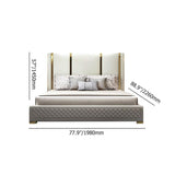 Lit king-lit rembourré moderne et tête de lit en cuir en or et en cuir incluse incluse
