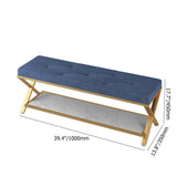 収納ベッドベンチ付きグレーの玄関ベンチ X型ベースで布張りされたベルベット