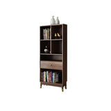 Ultic Modern Walnut Bookshelf Bookshelf مع إطار معدني ودرج