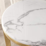 Nordic Round Marble-top End Table Side Table in White & Gold-Richsoul-End &amp; Side Tables,Furniture,Living Room Furniture