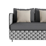 53,1" breites, modernes Zweisitzer-Terrassensofa aus Aluminium und Seil mit Kissen in Schwarz