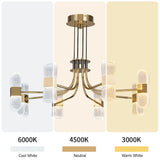Moderner 6-Licht-Acryl-LED-Gold-Sputnik-Kronleuchter für Wohnzimmer