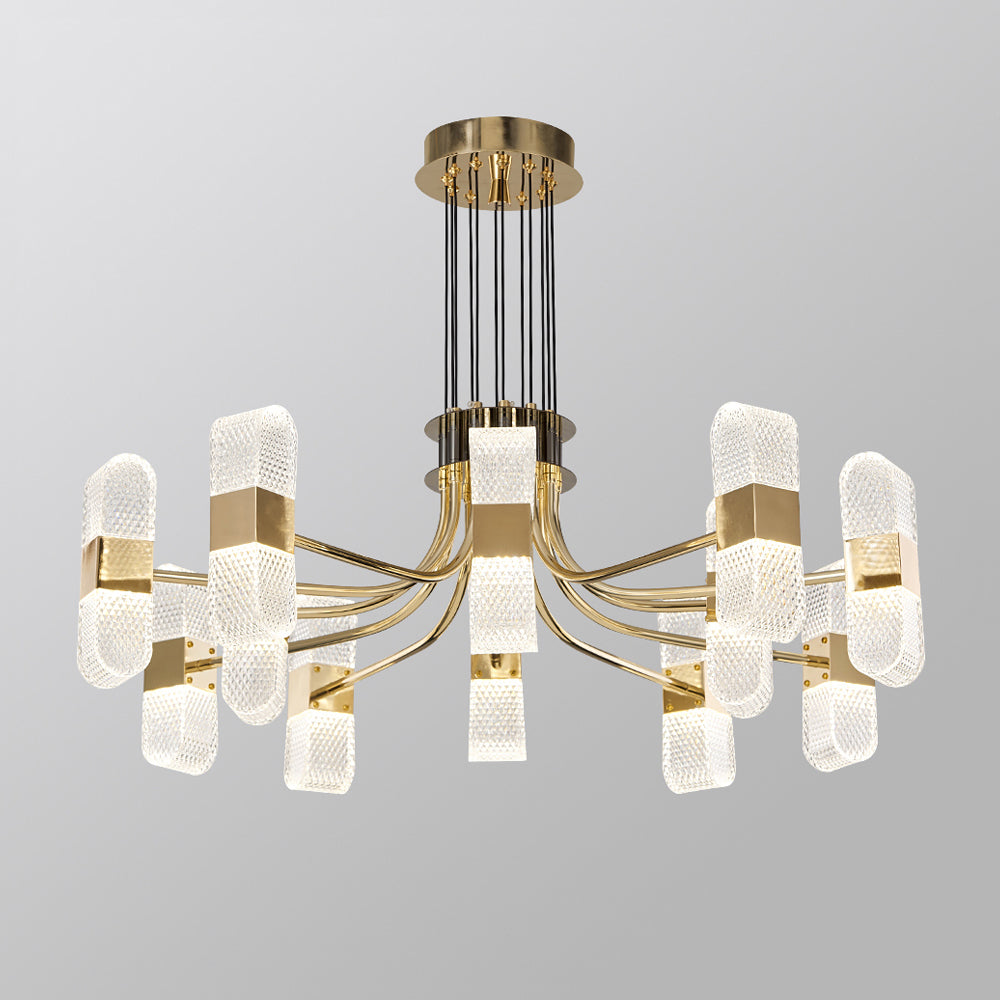 Modern 6-Light Acrylic LED Gold Sputnik Chandelier for Living Room