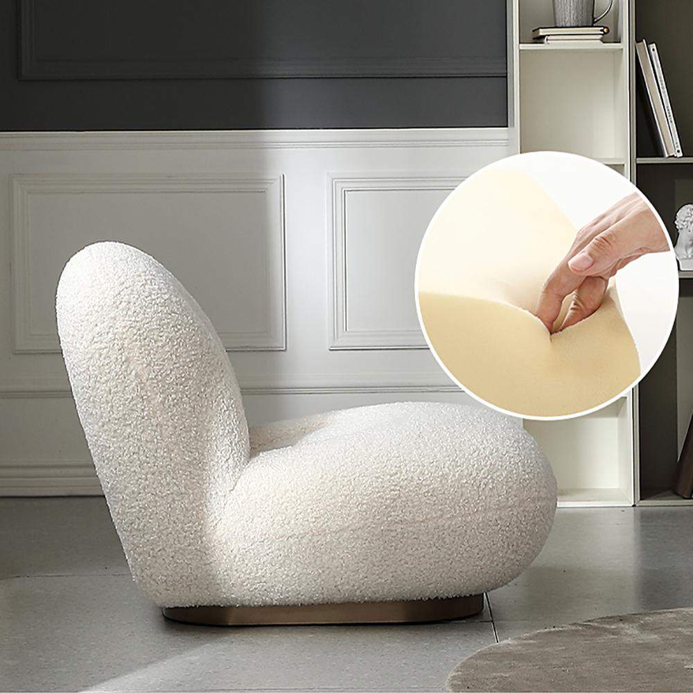 Sofá de suelo de lana de cordero blanco roto, sillón, cojín suave
