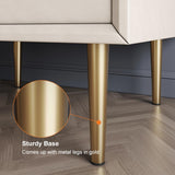Tire de 2 tiroirs moderne en cuir PU Table de table avec des jambes en métal doré