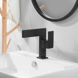 Ultra-Thin Matte noir simple manche cascade de salle de bain robinet de lavabo en laiton solide