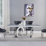 79" Contemporary Rectangle Dining Table with Stainless Steel Base