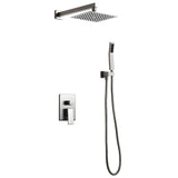 Modern 12" Wall Mounted Shower System with Handheld Shower Pressure Balance Valve