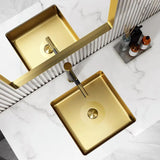 Gold Luxury Stainless Steel Rectangular Sink Undermount Bathroom Wash Sink