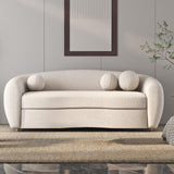 82" Modernes, geschwungenes 3-Sitzer-Sofa mit weißem Teddysamt für das Wohnzimmer