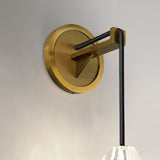 Modern Antique Brass 1-Light Crystal Wall Sconce with Adjustable Cable for Bedroom