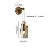 Modern Antique Brass 1-Light Crystal Wall Sconce with Adjustable Cable for Bedroom