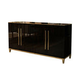 59.1" Rectangular Sideboard Buffets Tempered Glass Top Cabinet 4 Doors & 2 Shelves