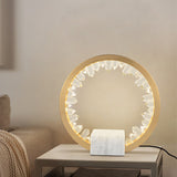 Lámpara de mesa Postmodern Circle Crystal en dorado con LED incorporado