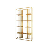 Gold Open Bookshelf 6-Tiered Metal Display Bookcase Decorative Storage Shelves-Bookcases &amp; Bookshelves,Furniture,Office Furniture