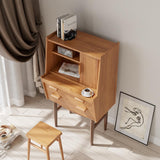 27.6" Traditional Secretary Desk with Hutch Desk With 2 Drawers & 2 Shelves & 1 Door