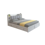 سرير تخزين أبيض حديث منخفض سرير كوين مع 3 أدراج