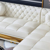 116.1" Modern L-Shape White Sectional Sofa Loveseat with Chaise-Furniture,Living Room Furniture,Sectionals