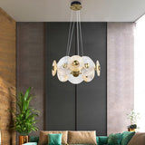 Modern Wagon Wheel LED Glass Chandelier with Adjustable Cables