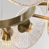 Modern Wagon Wheel LED Glass Chandelier with Adjustable Cables