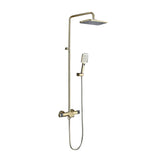 Goldfarbenes freiliegendes Duscharmatur-Regenduschensystem mit Handbrause und Wanneneinlauf