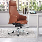 Modern Brown Swivel Office Chair with Adjustable Height Upholstered Leath-aire-Furniture,Office Chairs,Office Furniture
