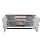 59" Buffet und Sideboard in glänzendem Weiß mit 3 Schubladen und 2 Türen