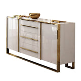 59" Glossy White Buffet & Sideboard with 3 Drawers & 2 Doors
