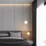 Moderne Pendelleuchte Glaskugel 2-flammig in U-Form in Gold für Wohn- und Schlafzimmer