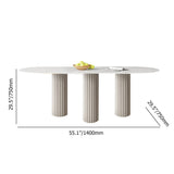 55.1 "モダンな楕円形の石のトップダイニングテーブル3脚の白い脚